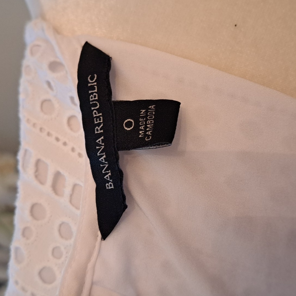 Banana Republic Womens Party/Wedding/Summer White Eyelet Lined Midi Dress S-0 - Picture 8 of 10
